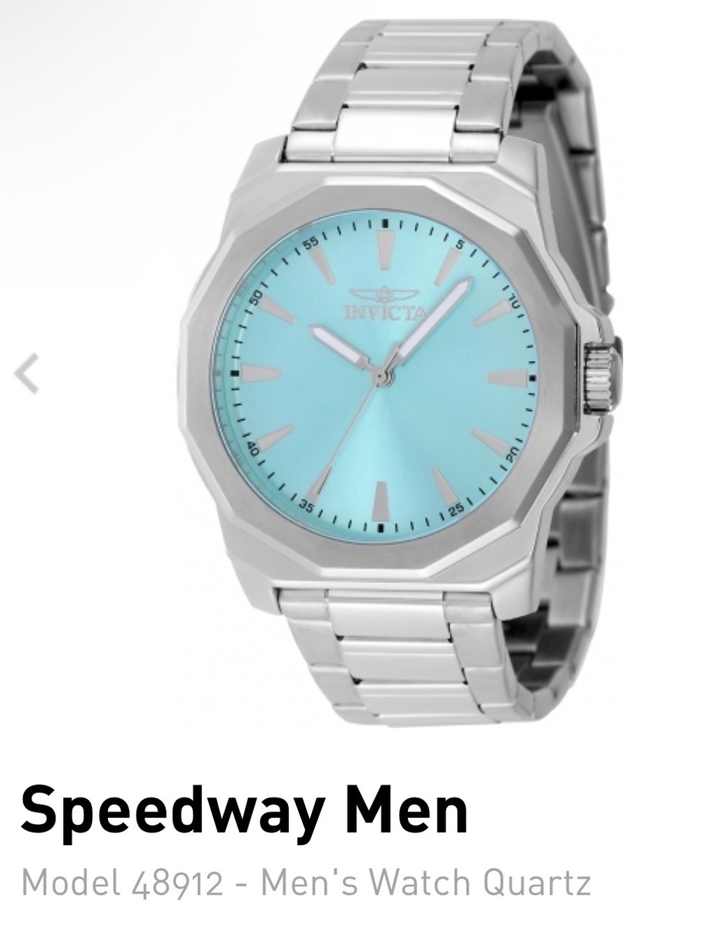 Invicta Speedway Men's/Women’s Stainless Steel Watch, Turquoise Quartz Dial BNIB